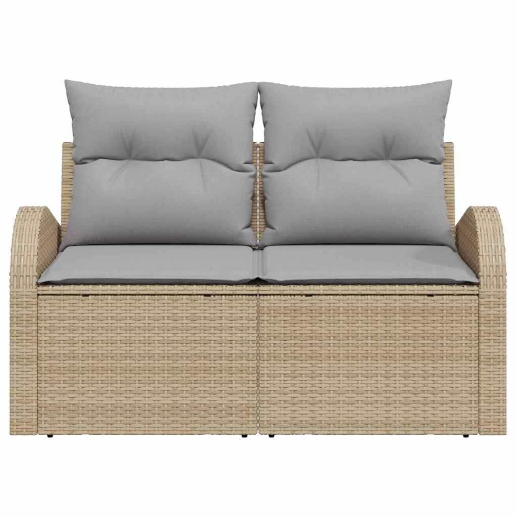 Tuinbank met kussen Beige 124 x 62 x 69cm poly rattan is nu te koop bij PeponiXL, paradijselijk wonen!