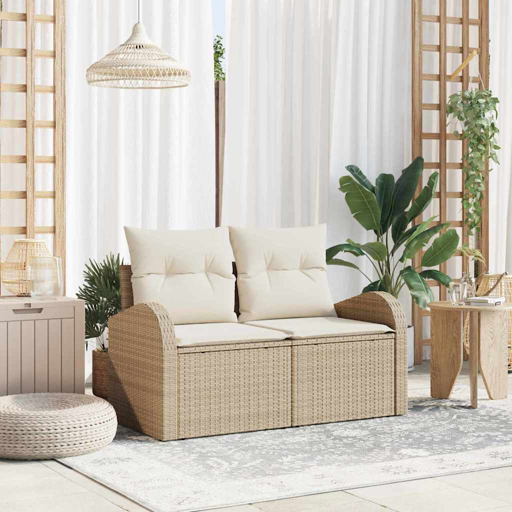 Tuinbank met kussen Beige 124 x 62 x 69cm poly rattan is nu te koop bij PeponiXL, paradijselijk wonen!