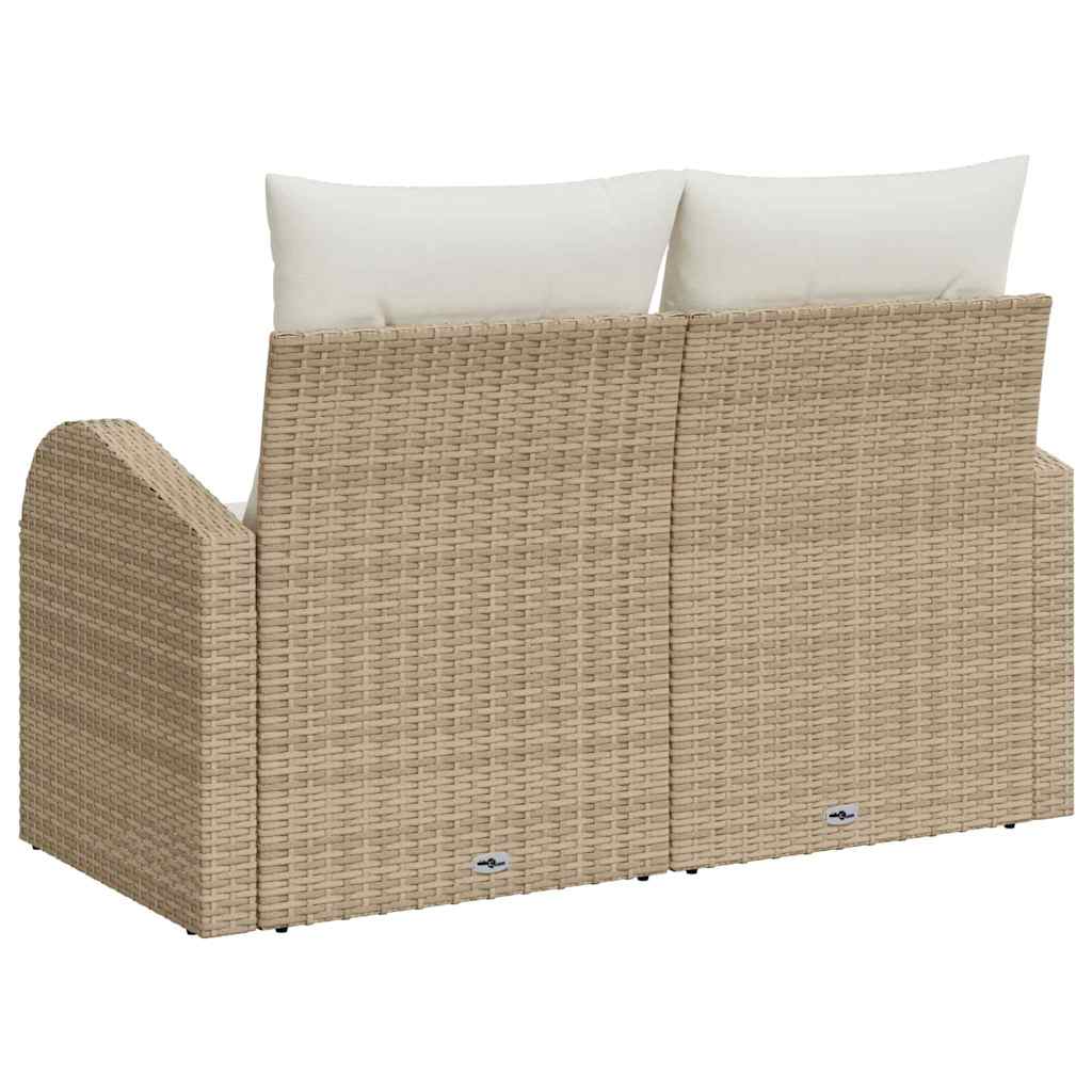 Tuinbank met kussen Beige 124 x 62 x 69cm poly rattan is nu te koop bij PeponiXL, paradijselijk wonen!
