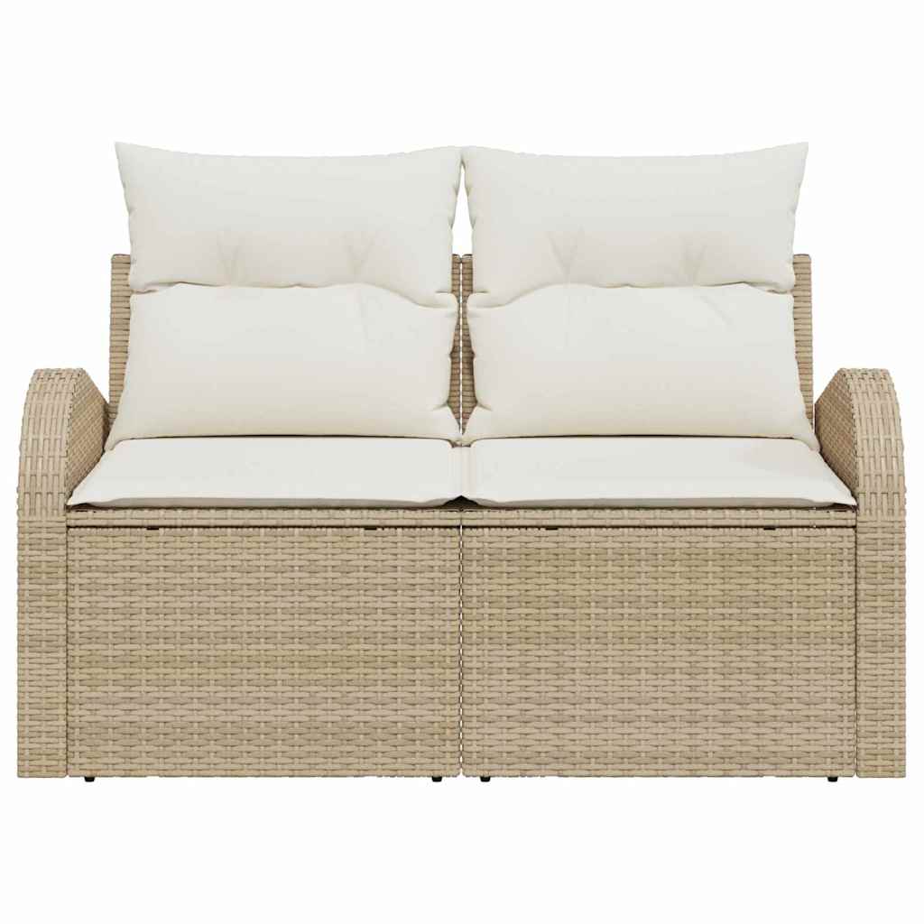 Tuinbank met kussen Beige 124 x 62 x 69cm poly rattan is nu te koop bij PeponiXL, paradijselijk wonen!