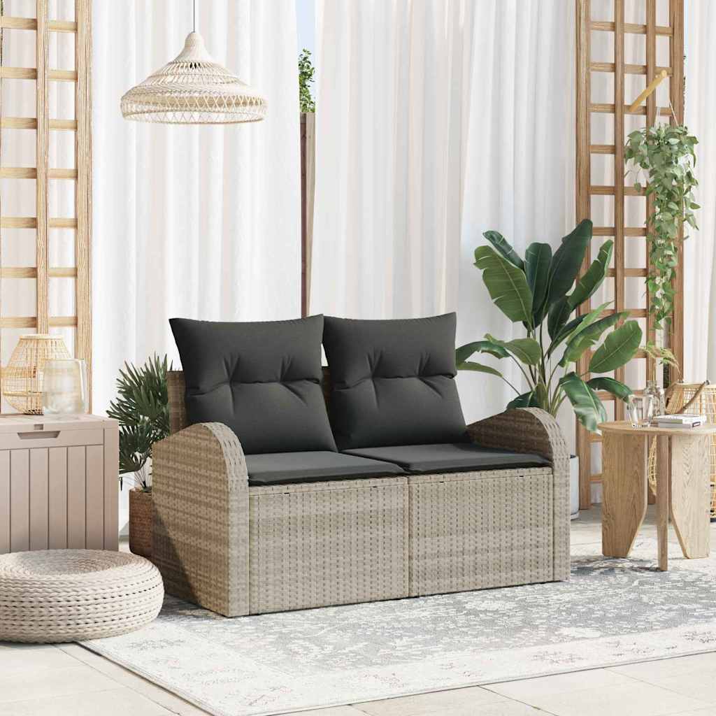Tuinbank met kussen Lichtgrijs 124 x 62 x 69cm poly rattan is nu te koop bij PeponiXL, paradijselijk wonen!