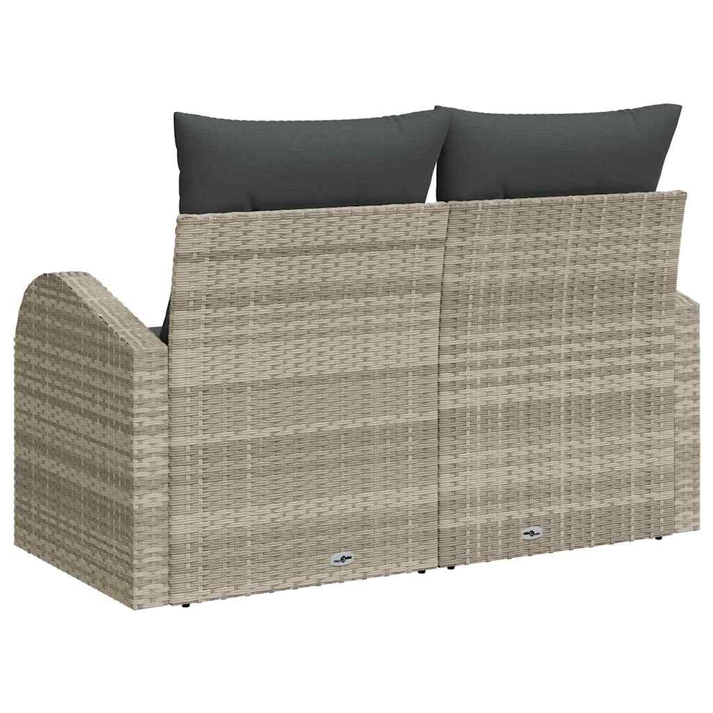 Tuinbank met kussen Lichtgrijs 124 x 62 x 69cm poly rattan is nu te koop bij PeponiXL, paradijselijk wonen!