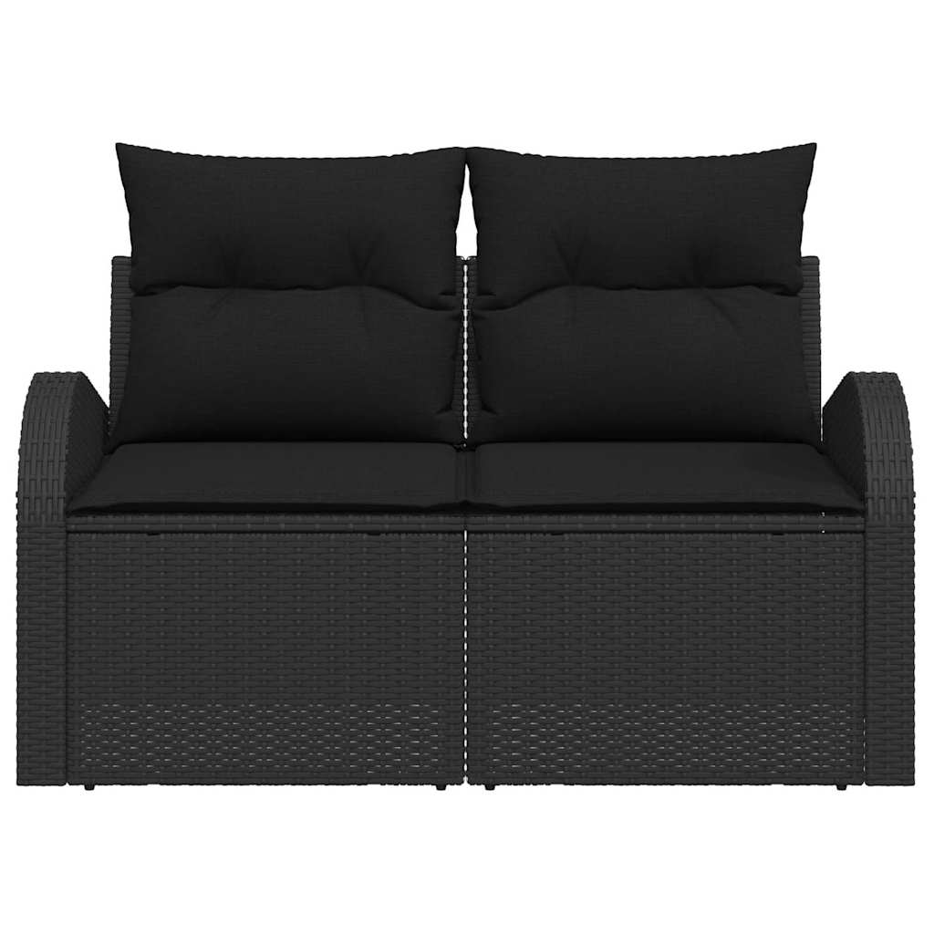 Tuinbank met kussen Zwart 124 x 62 x 69cm poly rattan is nu te koop bij PeponiXL, paradijselijk wonen!