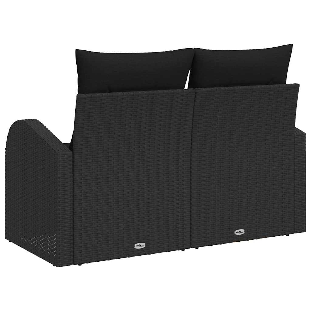 Tuinbank met kussen Zwart 124 x 62 x 69cm poly rattan is nu te koop bij PeponiXL, paradijselijk wonen!
