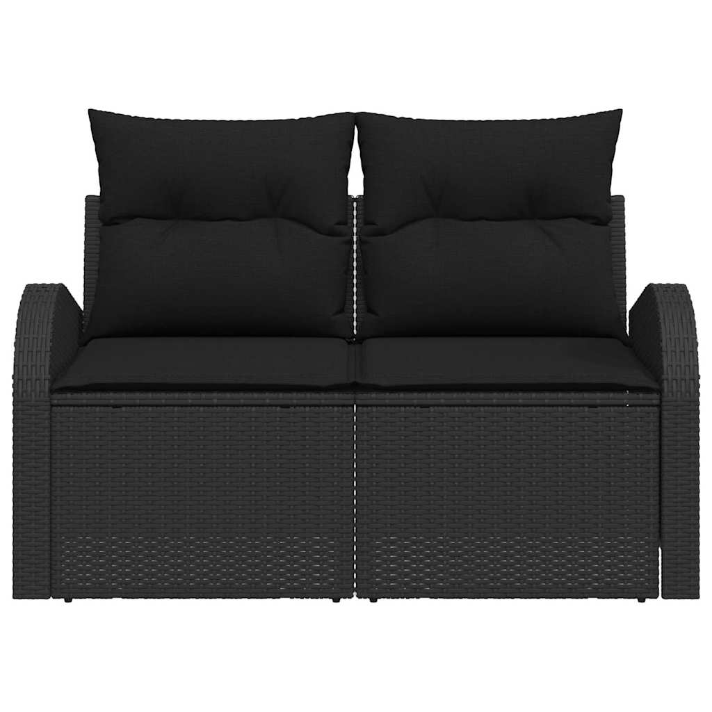 Tuinbank met kussen Zwart 124 x 62 x 69cm poly rattan is nu te koop bij PeponiXL, paradijselijk wonen!
