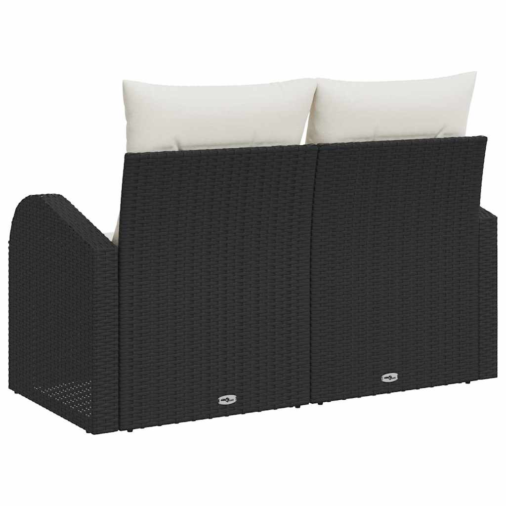Tuinbank met kussen Zwart 124 x 62 x 69cm poly rattan is nu te koop bij PeponiXL, paradijselijk wonen!