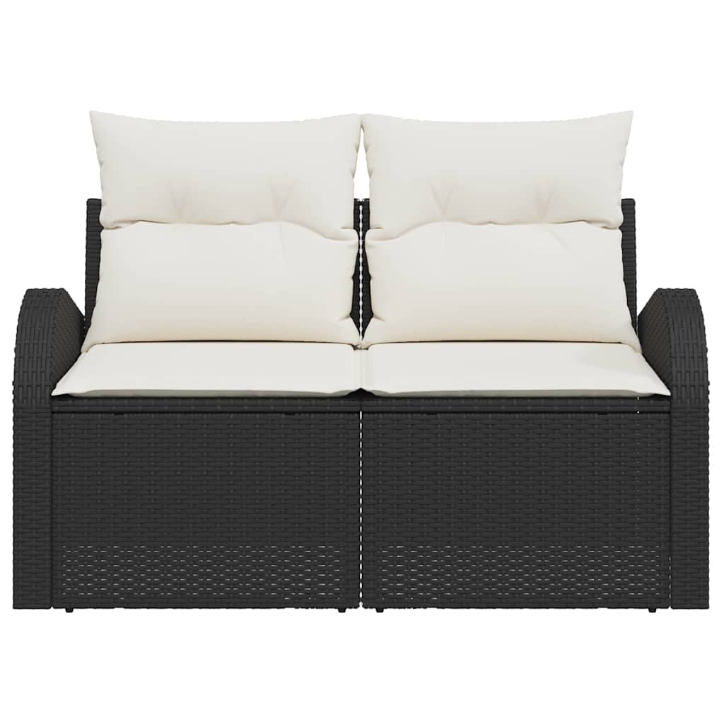 Tuinbank met kussen Zwart 124 x 62 x 69cm poly rattan is nu te koop bij PeponiXL, paradijselijk wonen!