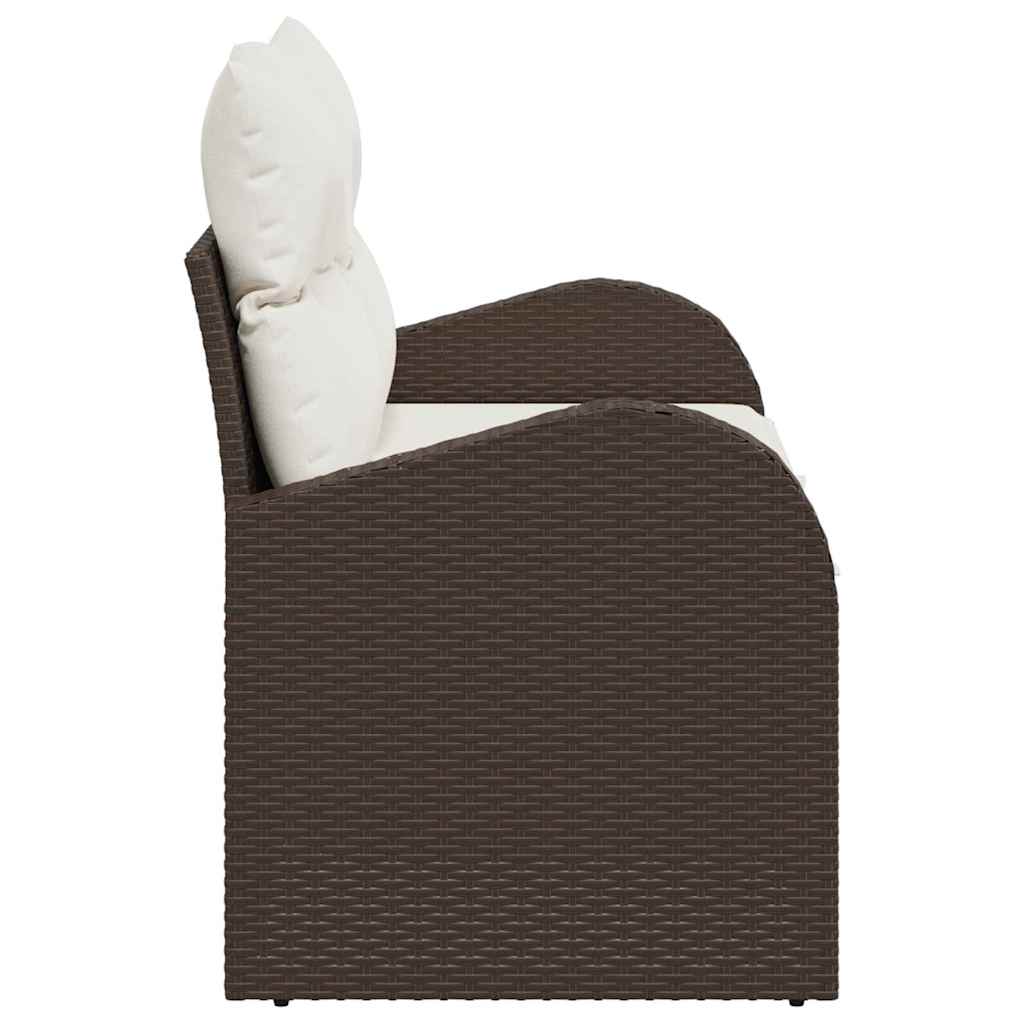 Tuinbank met kussen Bruin 124 x 62 x 69cm poly rattan is nu te koop bij PeponiXL, paradijselijk wonen!