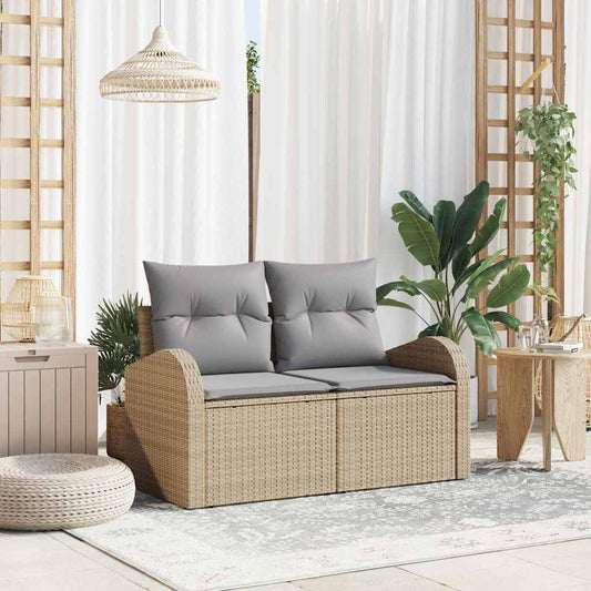 Tuinbank met kussen Beige 124 x 62 x 69cm poly rattan is nu te koop bij PeponiXL, paradijselijk wonen!