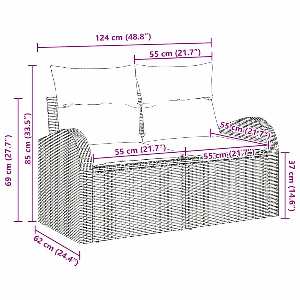 Tuinbank met kussen Beige 124 x 62 x 69cm poly rattan is nu te koop bij PeponiXL, paradijselijk wonen!