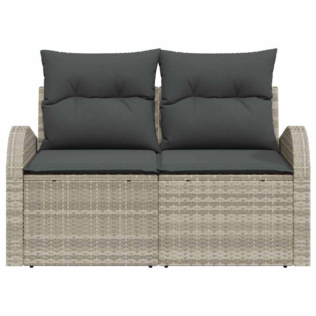 Tuinbank met kussen Lichtgrijs 124 x 62 x 69cm poly rattan is nu te koop bij PeponiXL, paradijselijk wonen!