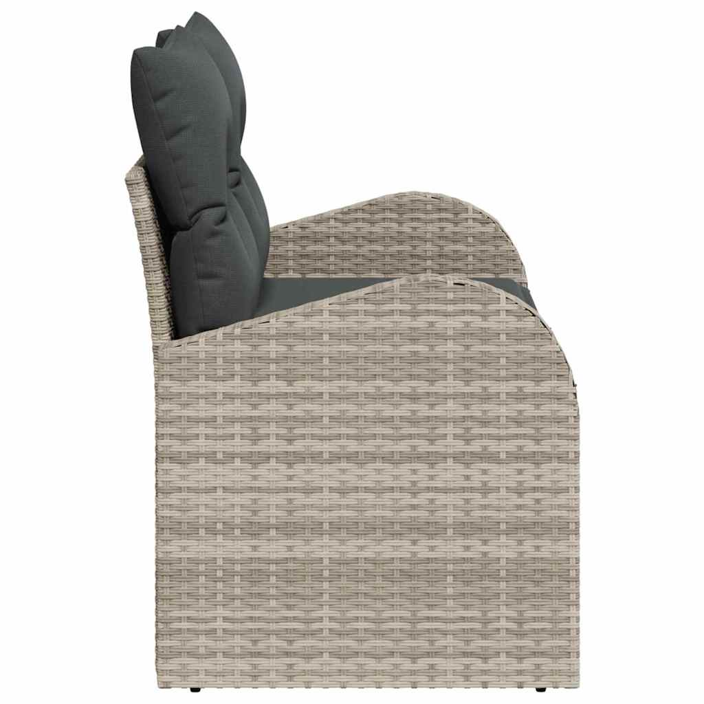 Tuinbank met kussen Lichtgrijs 124 x 62 x 69cm poly rattan is nu te koop bij PeponiXL, paradijselijk wonen!