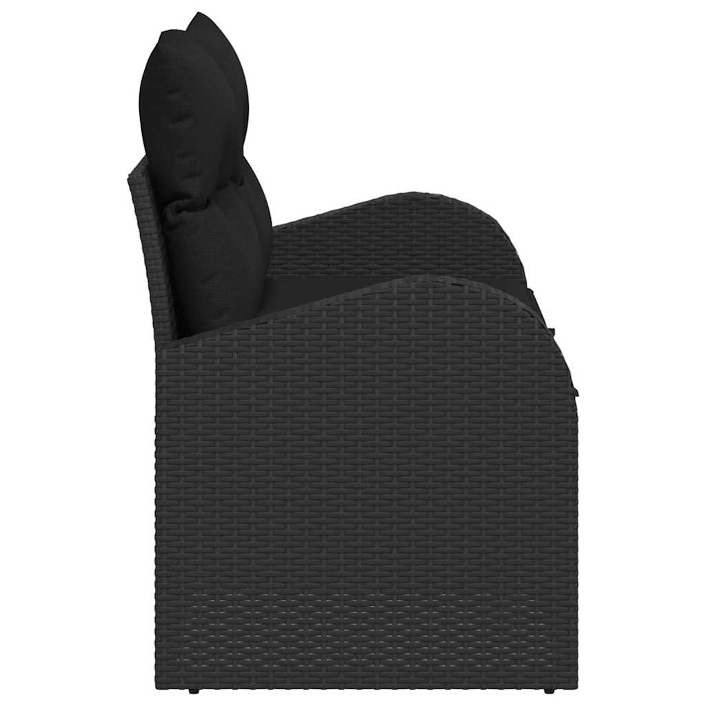 Tuinbank met kussen Zwart 124 x 62 x 69cm poly rattan is nu te koop bij PeponiXL, paradijselijk wonen!