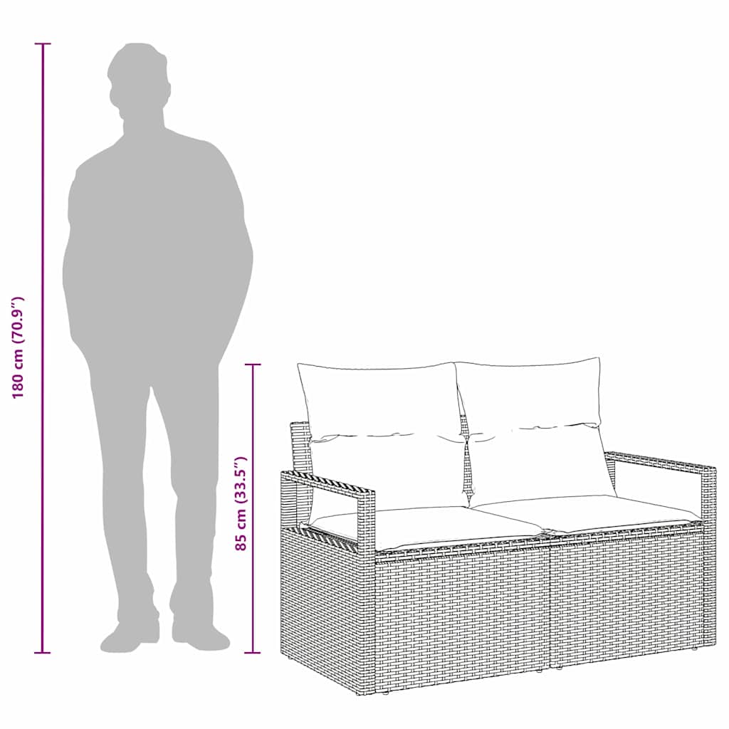 Tuinbank met kussen 120 x 62 x 69 cm poly rattan is nu te koop bij PeponiXL, paradijselijk wonen!