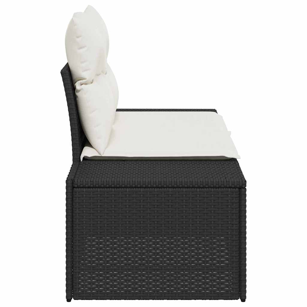 Tuinbank met kussen Zwart 184 x 62 x 69 cm poly rattan is nu te koop bij PeponiXL, paradijselijk wonen!