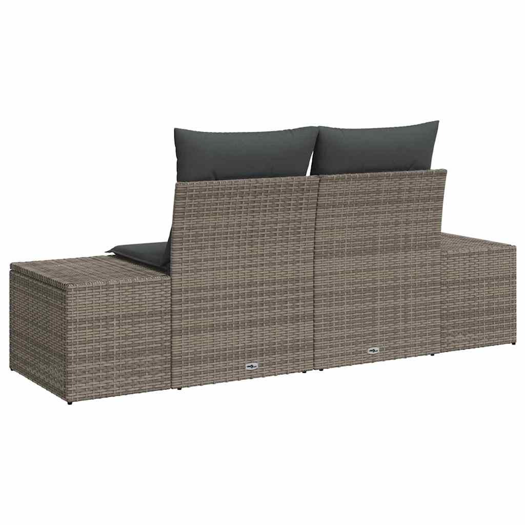 Tuinbank met kussen Grijs 184 x 62 x 69 cm poly rattan is nu te koop bij PeponiXL, paradijselijk wonen!