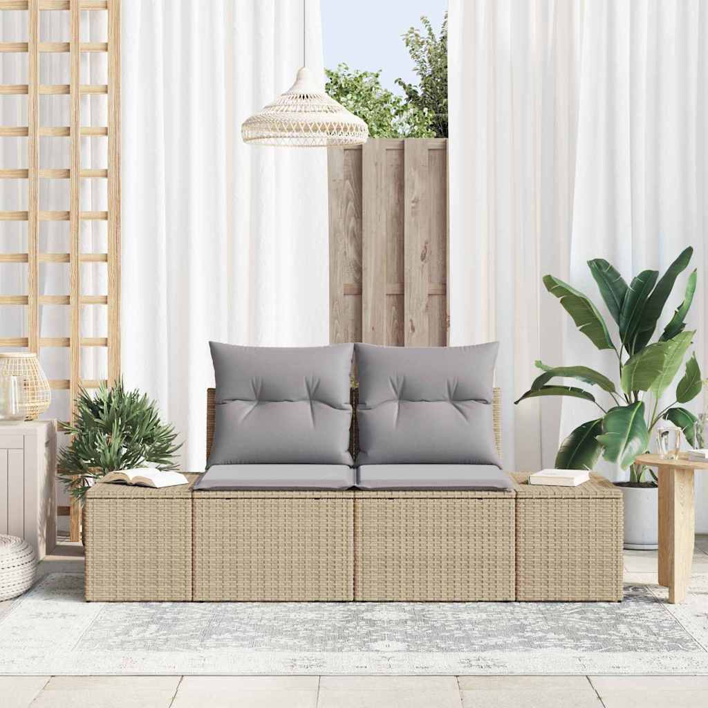 Tuinbank met kussen Beige 184 x 62 x 69 cm poly rattan is nu te koop bij PeponiXL, paradijselijk wonen!