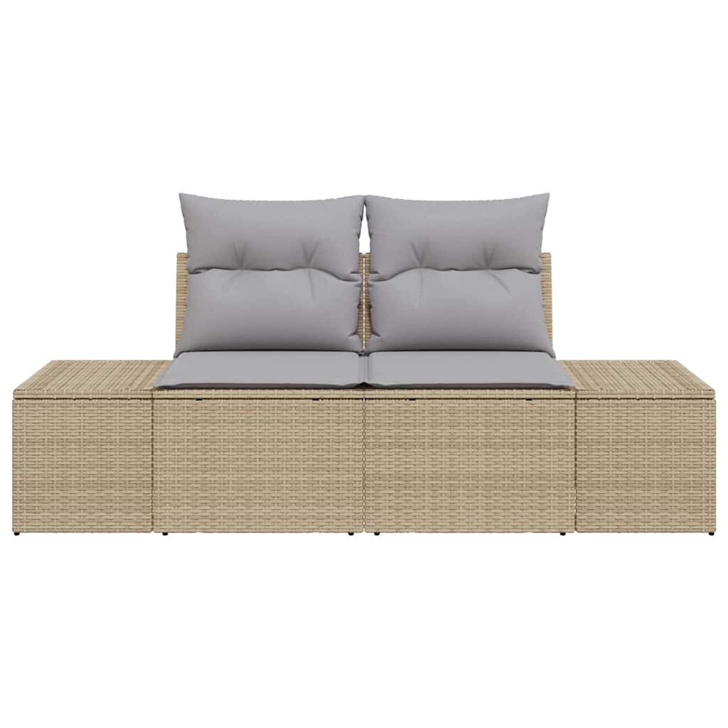Tuinbank met kussen Beige 184 x 62 x 69 cm poly rattan is nu te koop bij PeponiXL, paradijselijk wonen!