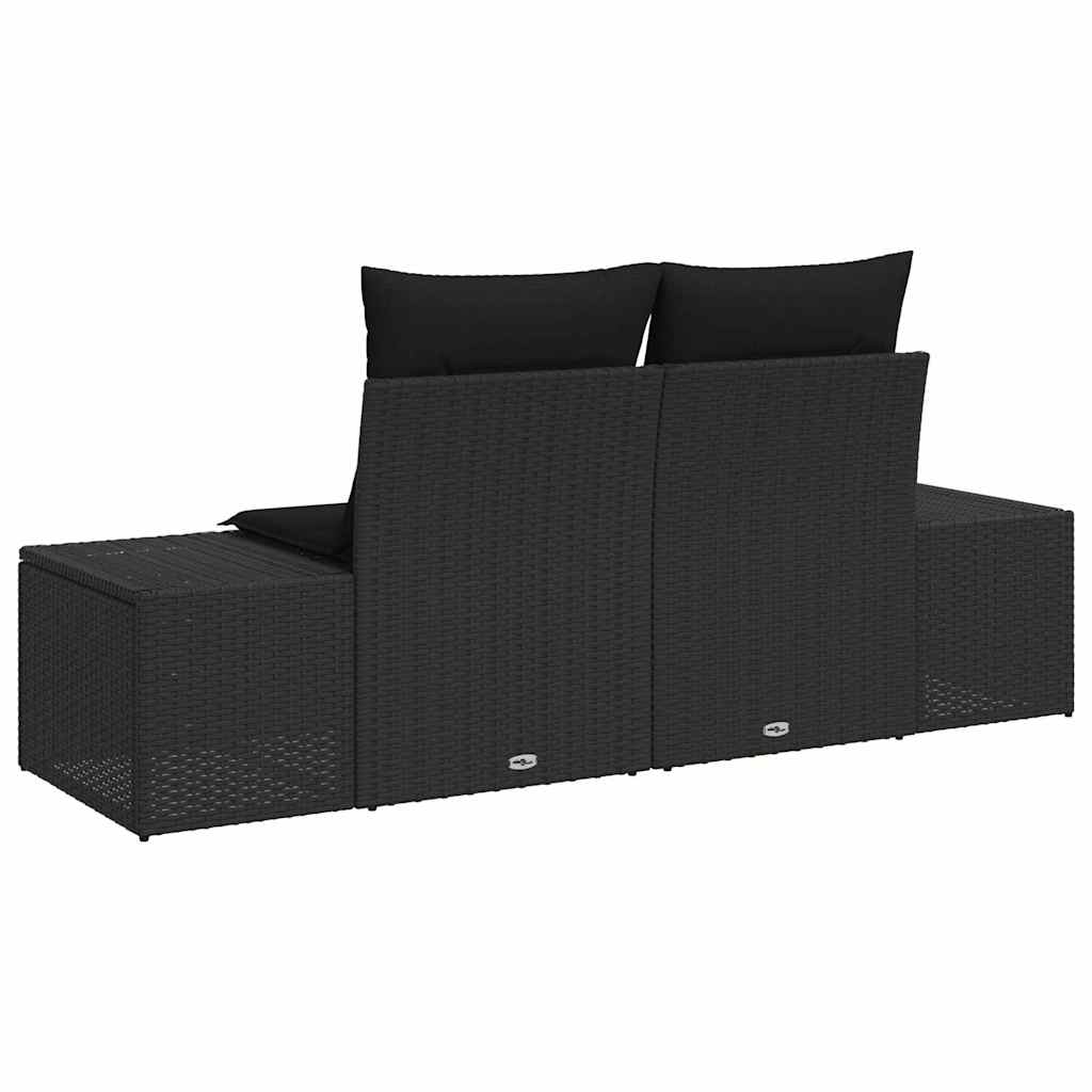Tuinbank met kussen Zwart 184 x 62 x 69 cm poly rattan is nu te koop bij PeponiXL, paradijselijk wonen!