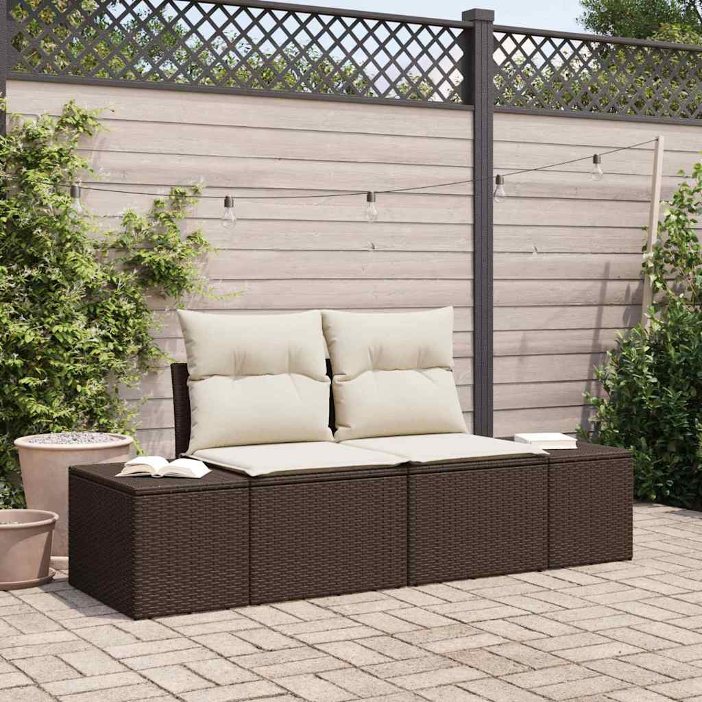Tuinbank met kussen Bruin 184 x 62 x 69 cm poly rattan is nu te koop bij PeponiXL, paradijselijk wonen!