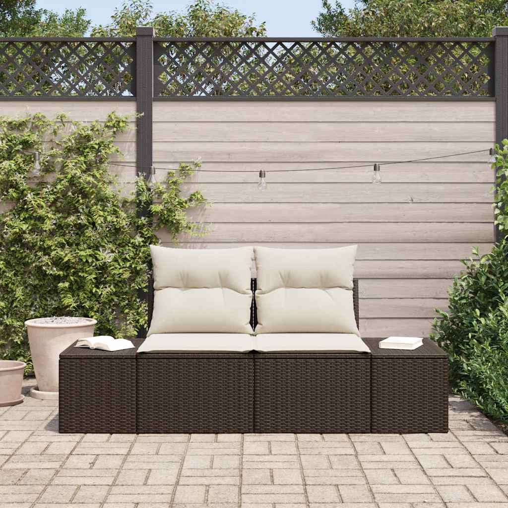 Tuinbank met kussen Bruin 184 x 62 x 69 cm poly rattan is nu te koop bij PeponiXL, paradijselijk wonen!