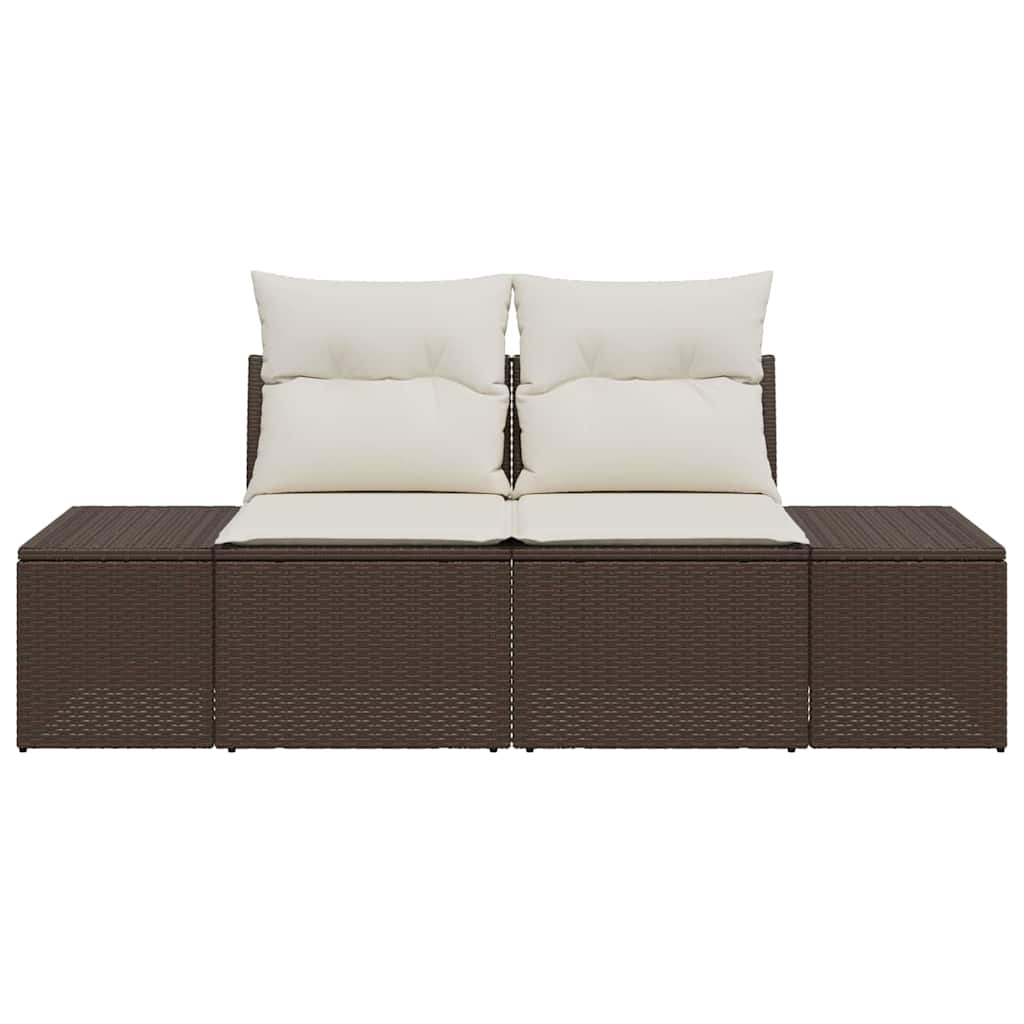 Tuinbank met kussen Bruin 184 x 62 x 69 cm poly rattan is nu te koop bij PeponiXL, paradijselijk wonen!