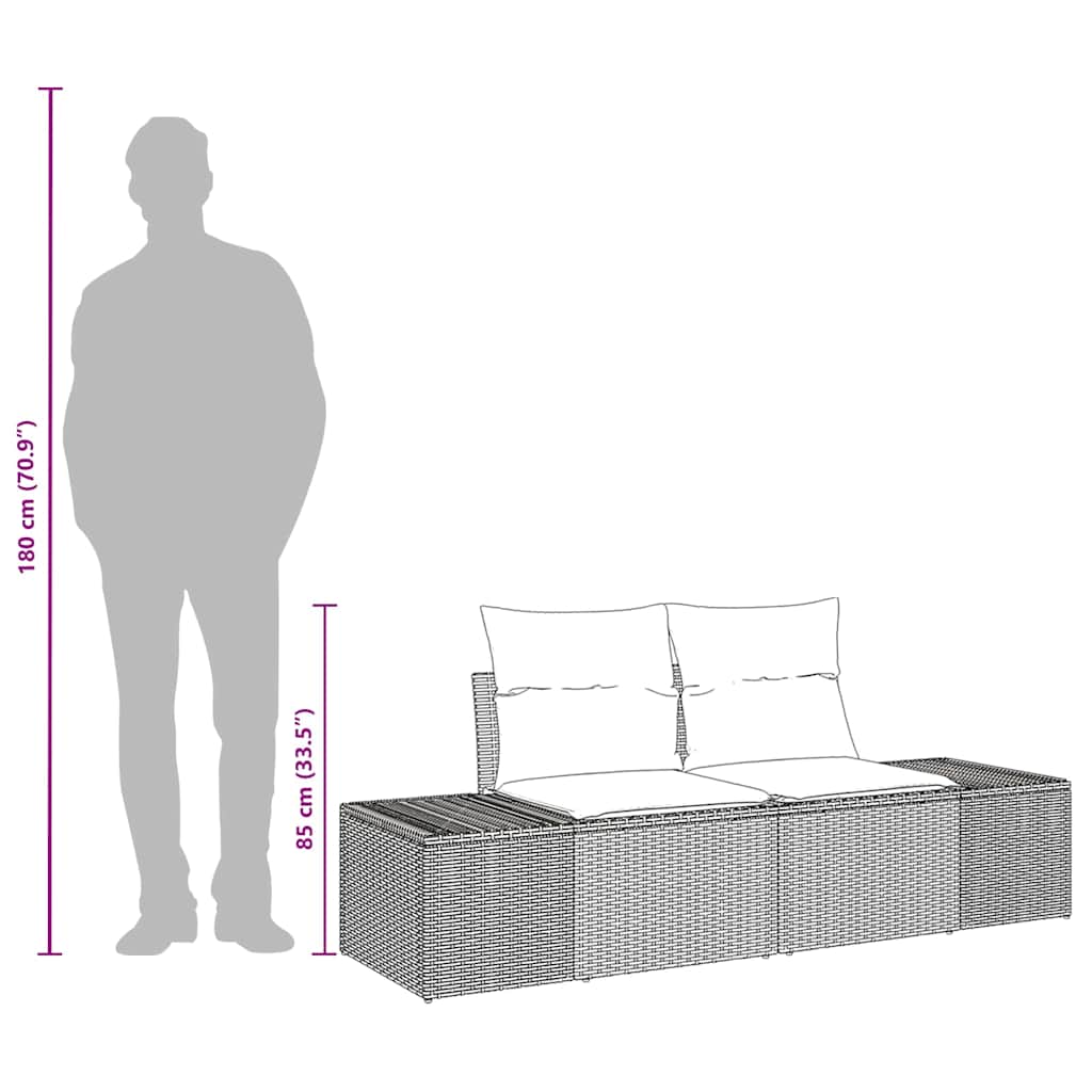 Tuinbank met kussen Bruin 184 x 62 x 69 cm poly rattan is nu te koop bij PeponiXL, paradijselijk wonen!