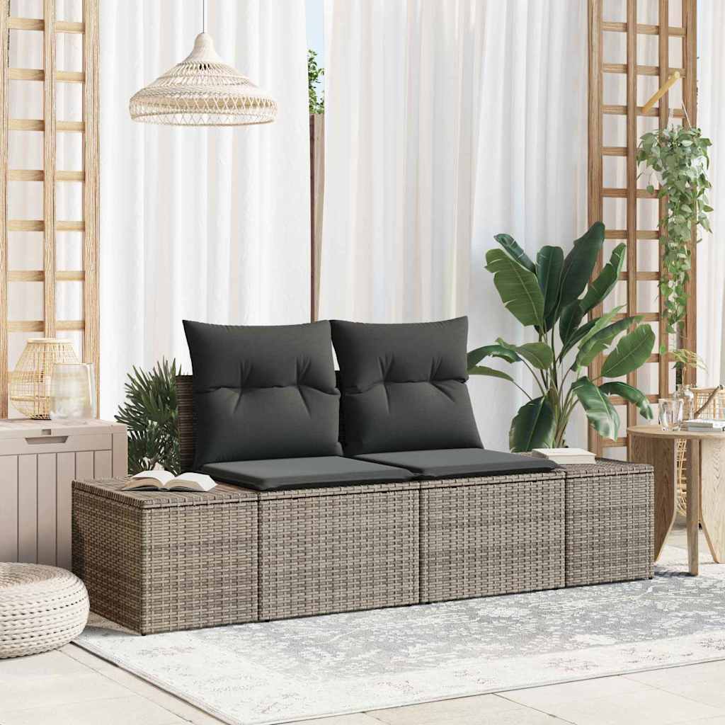 Tuinbank met kussen Grijs 184 x 62 x 69 cm poly rattan is nu te koop bij PeponiXL, paradijselijk wonen!