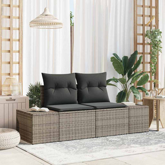 Tuinbank met kussen Grijs 184 x 62 x 69 cm poly rattan is nu te koop bij PeponiXL, paradijselijk wonen!