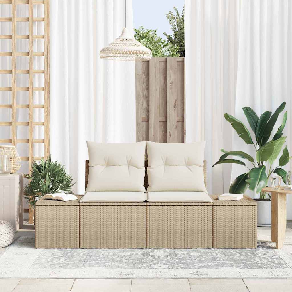 Tuinbank met kussen Beige 184 x 62 x 69 cm poly rattan is nu te koop bij PeponiXL, paradijselijk wonen!