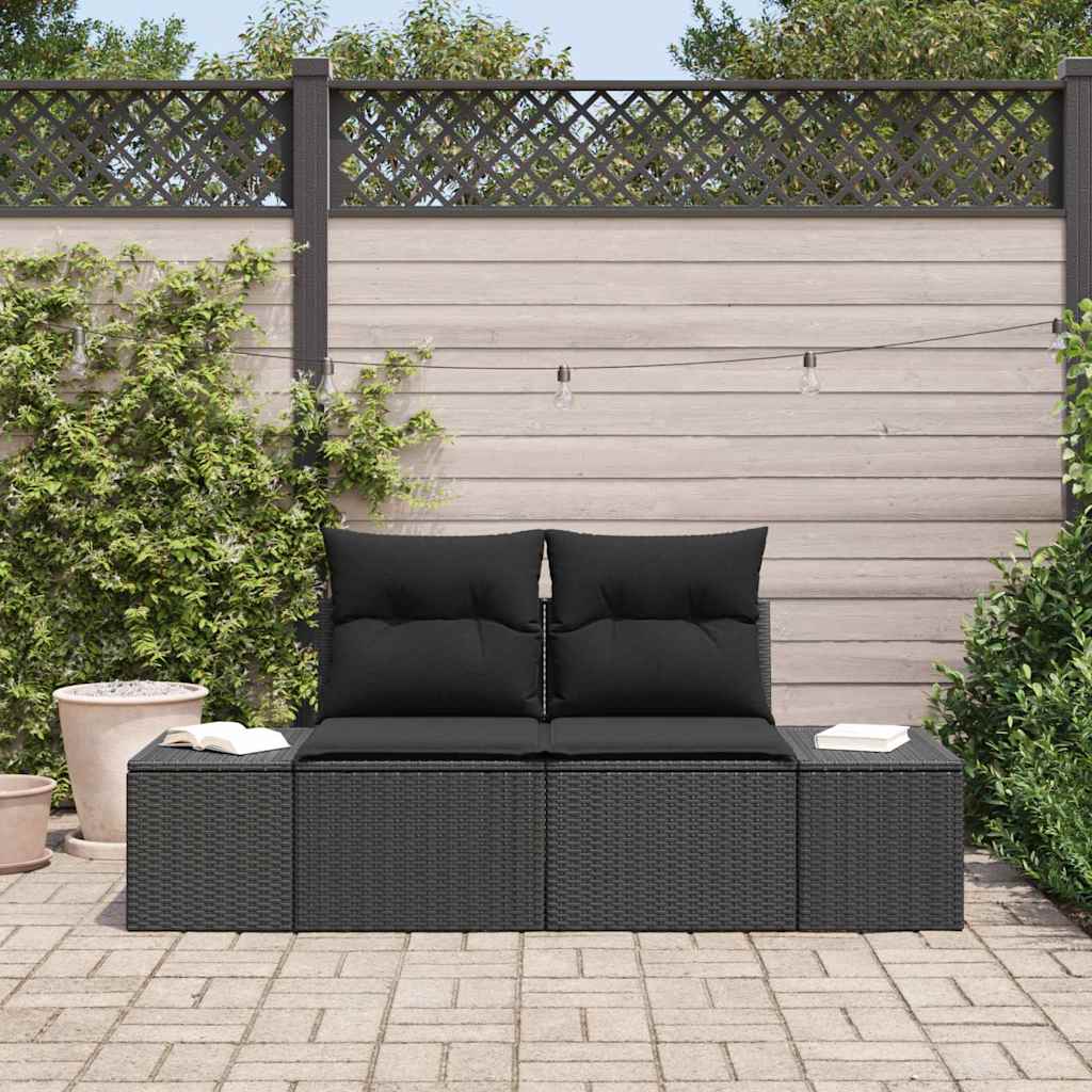 Tuinbank met kussen Zwart 184 x 62 x 69 cm poly rattan is nu te koop bij PeponiXL, paradijselijk wonen!