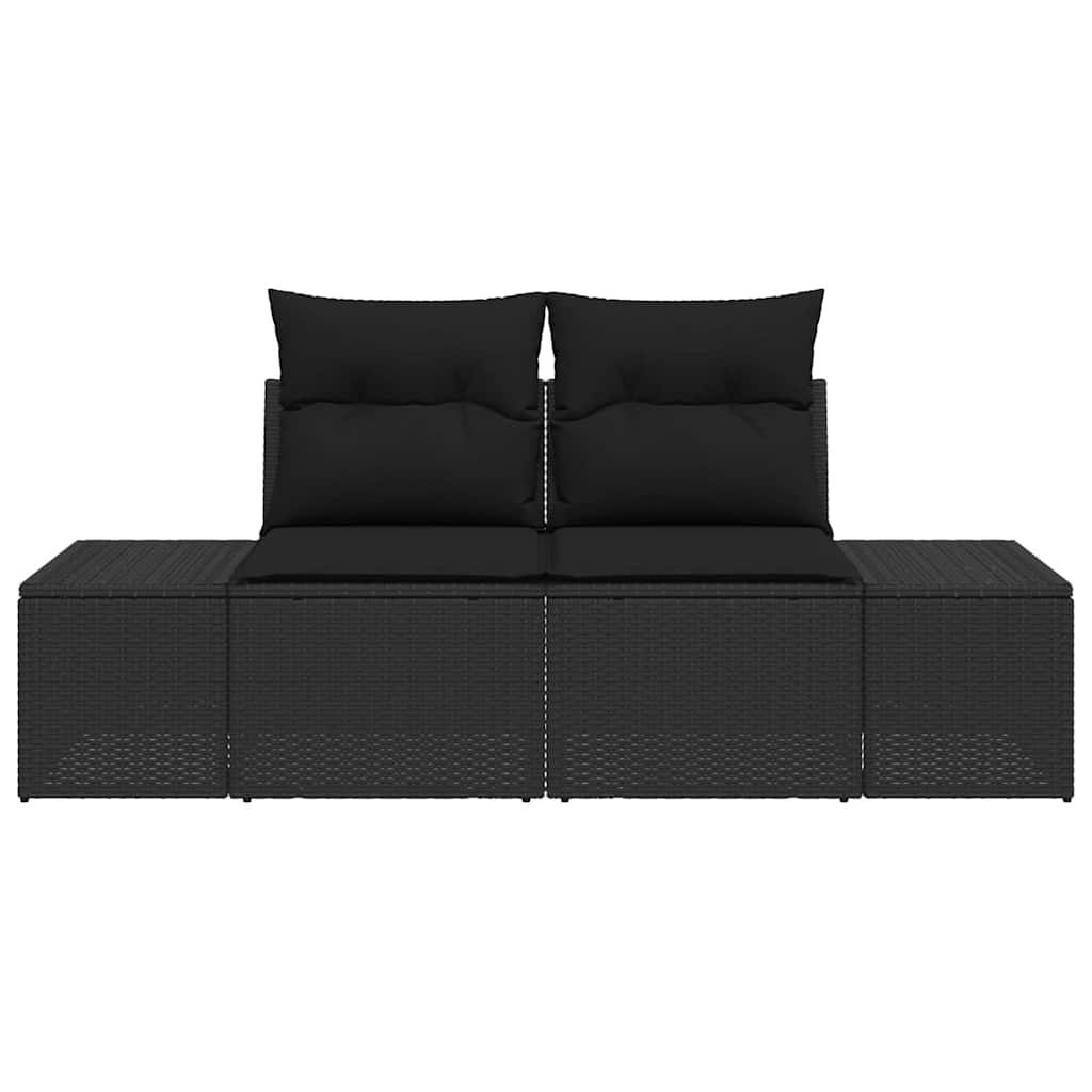 Tuinbank met kussen Zwart 184 x 62 x 69 cm poly rattan is nu te koop bij PeponiXL, paradijselijk wonen!