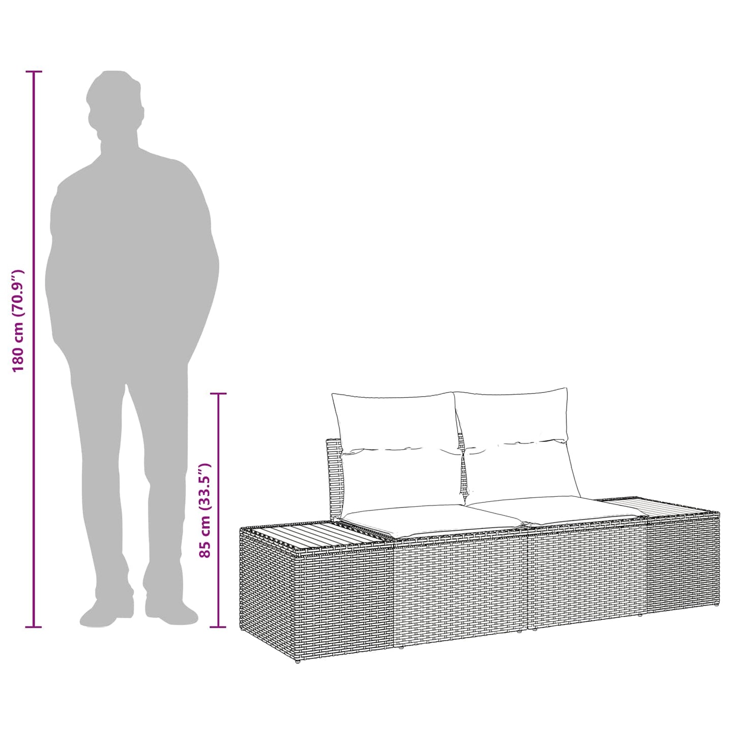 Tuinbank Zwart 184 x 62 x 85cm poly rattan is nu te koop bij PeponiXL, paradijselijk wonen!