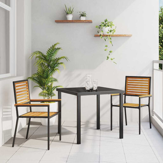 Tuinstapelstoelen 2 pcs Bruin en zwart 54 x 56 x 90 cm is nu te koop bij PeponiXL, paradijselijk wonen!