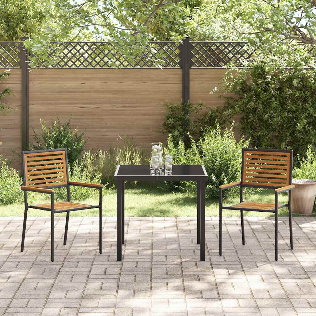 Tuinstapelstoelen 2 pcs Bruin en zwart 54 x 56 x 90 cm is nu te koop bij PeponiXL, paradijselijk wonen!