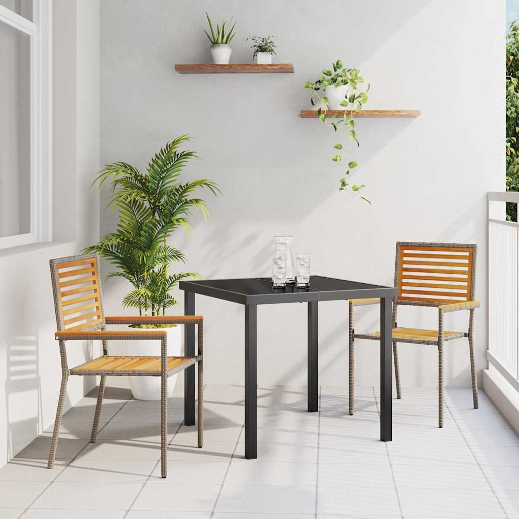 Tuinstapelstoelen 2 pcs Bruin en Grijs 54 x 56 x 90 cm is nu te koop bij PeponiXL, paradijselijk wonen!