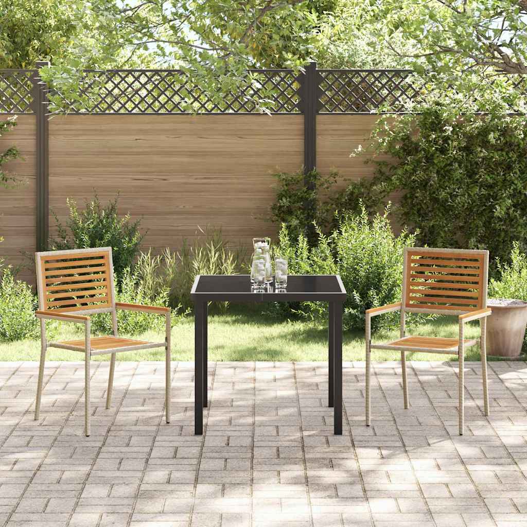 Tuinstapelstoelen 2 pcs Bruin en beige 54 x 56 x 90 cm is nu te koop bij PeponiXL, paradijselijk wonen!