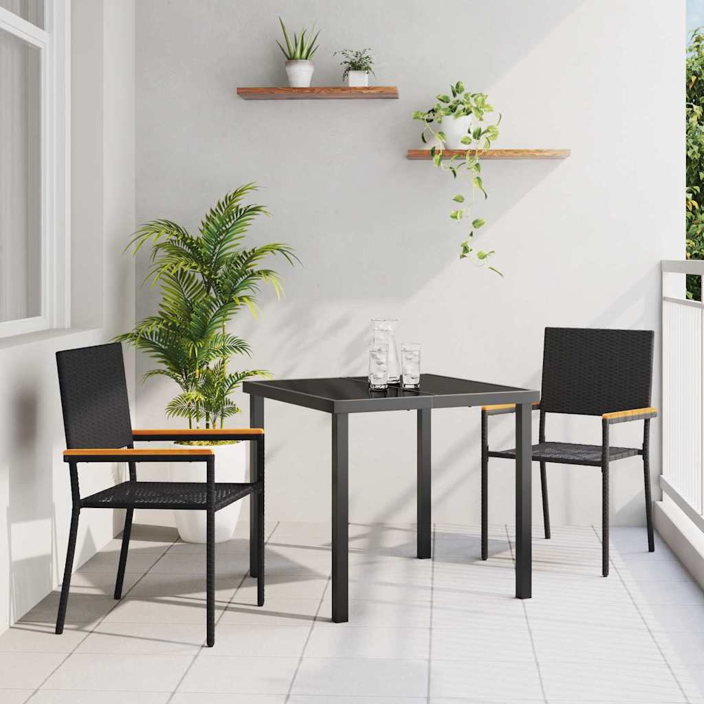Tuinstapelstoelen 2 pcs Zwart en Bruin 54 x 56 x 90 cm is nu te koop bij PeponiXL, paradijselijk wonen!