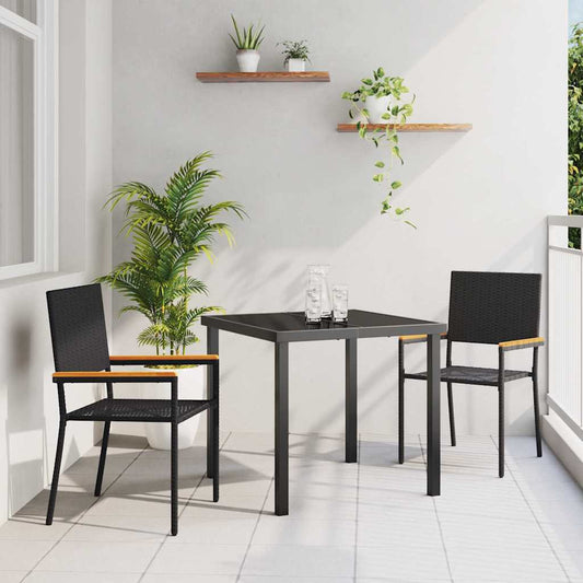 Tuinstapelstoelen 2 pcs Zwart en Bruin 54 x 56 x 90 cm is nu te koop bij PeponiXL, paradijselijk wonen!