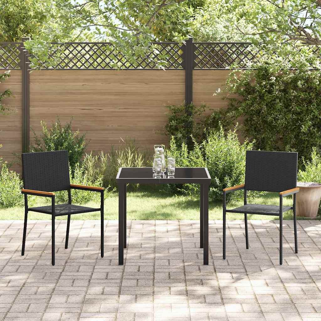 Tuinstapelstoelen 2 pcs Zwart en Bruin 54 x 56 x 90 cm is nu te koop bij PeponiXL, paradijselijk wonen!