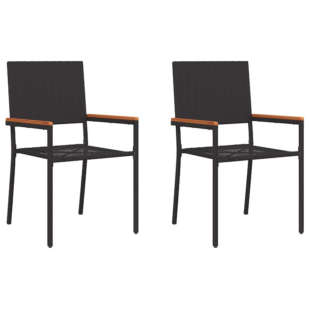 Tuinstapelstoelen 2 pcs Zwart en Bruin 54 x 56 x 90 cm is nu te koop bij PeponiXL, paradijselijk wonen!
