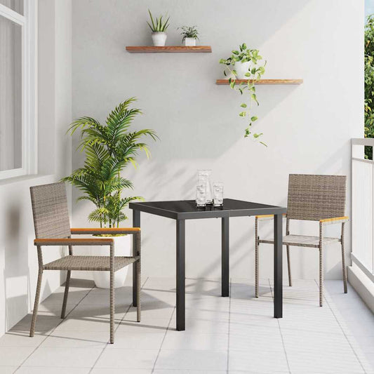 Tuinstapelstoelen 2 pcs Grijs en Bruin 54 x 56 x 90 cm is nu te koop bij PeponiXL, paradijselijk wonen!