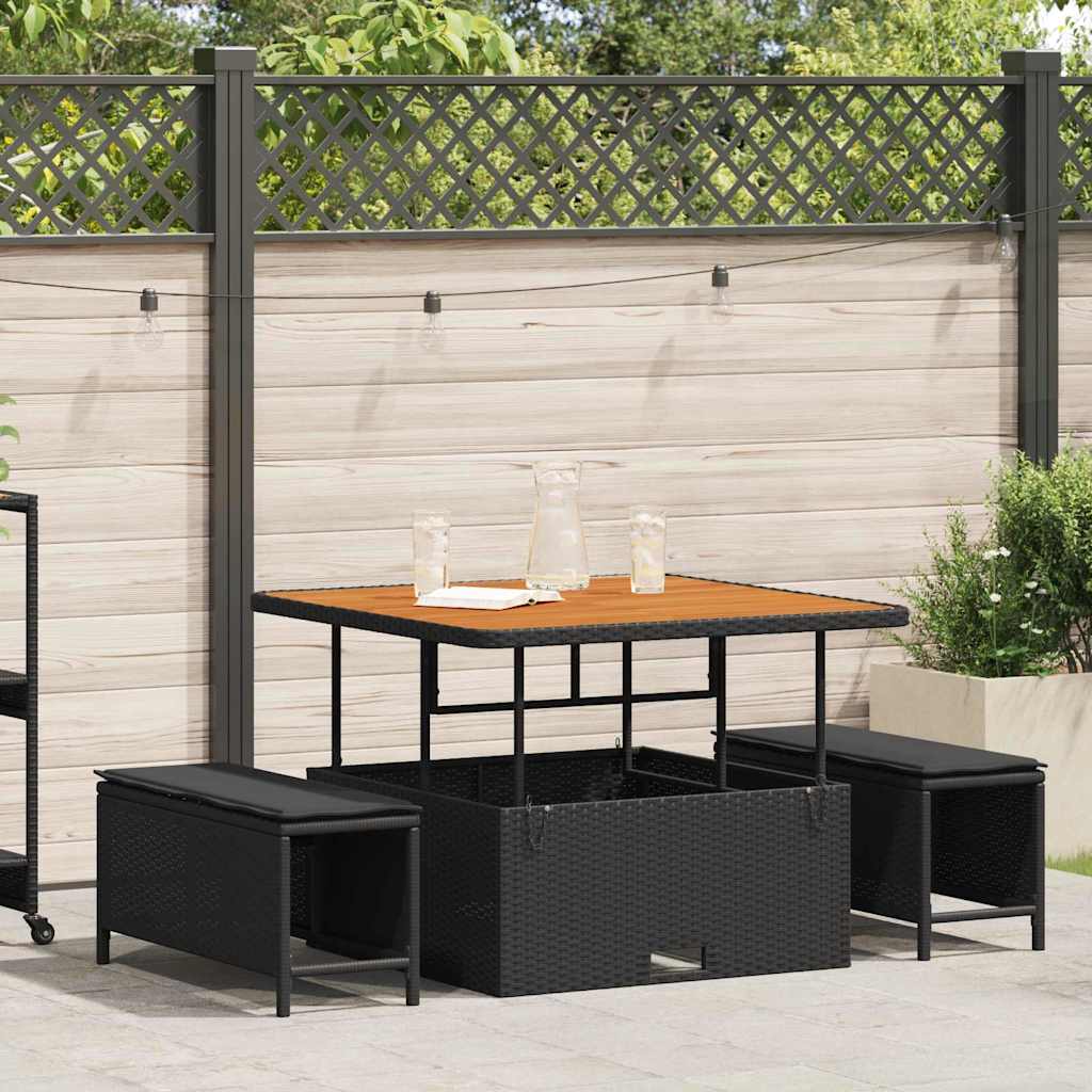 Tuin eettafelset Zwart poly rattan is nu te koop bij PeponiXL, paradijselijk wonen!