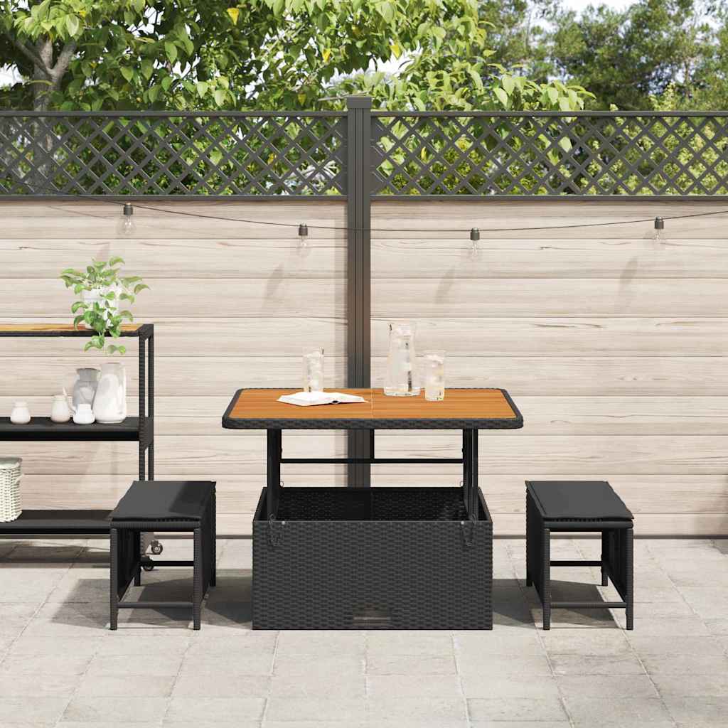 Tuin eettafelset Zwart poly rattan is nu te koop bij PeponiXL, paradijselijk wonen!