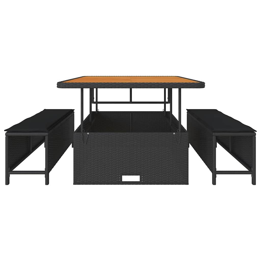 Tuin eettafelset Zwart poly rattan is nu te koop bij PeponiXL, paradijselijk wonen!