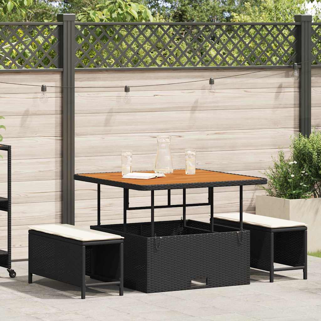 Tuin eettafelset Zwart poly rattan is nu te koop bij PeponiXL, paradijselijk wonen!