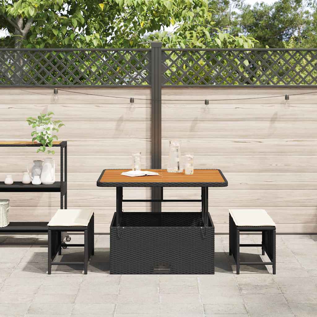 Tuin eettafelset Zwart poly rattan is nu te koop bij PeponiXL, paradijselijk wonen!