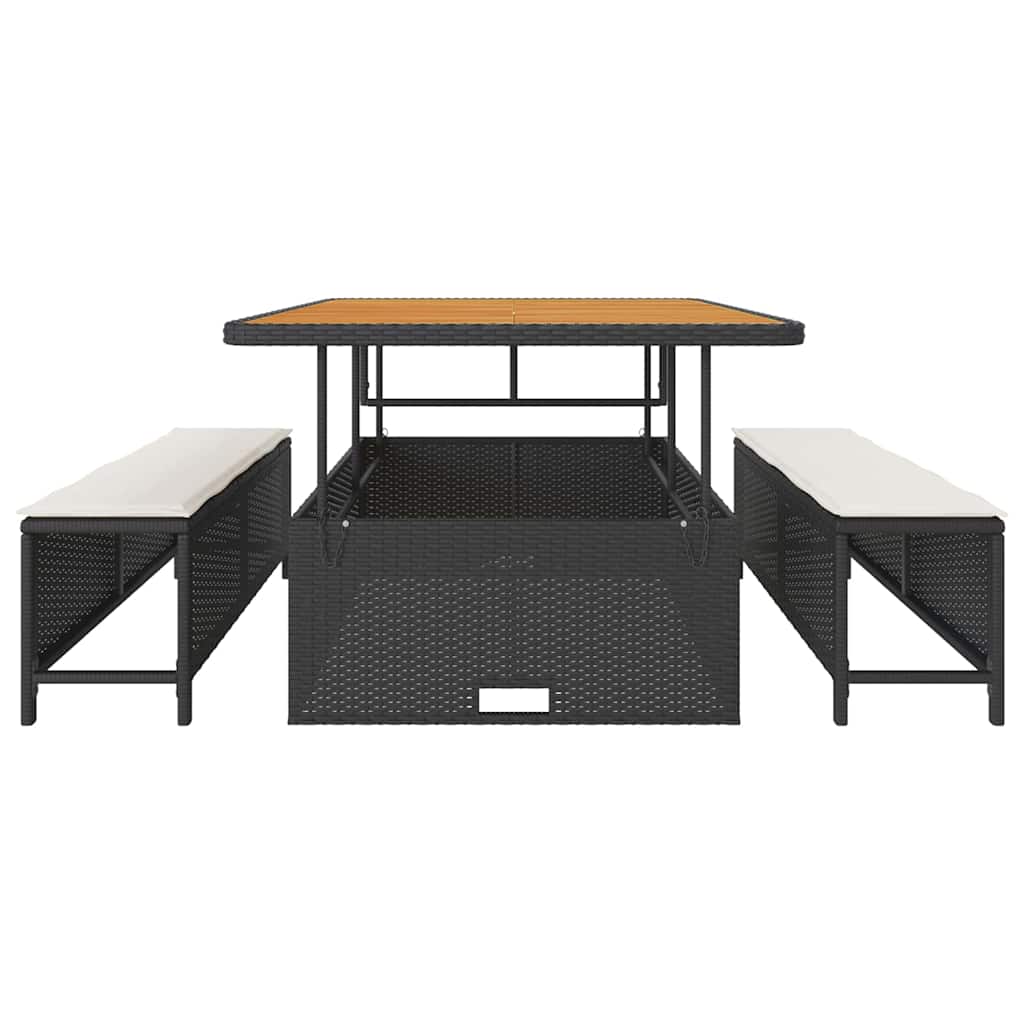 Tuin eettafelset Zwart poly rattan is nu te koop bij PeponiXL, paradijselijk wonen!