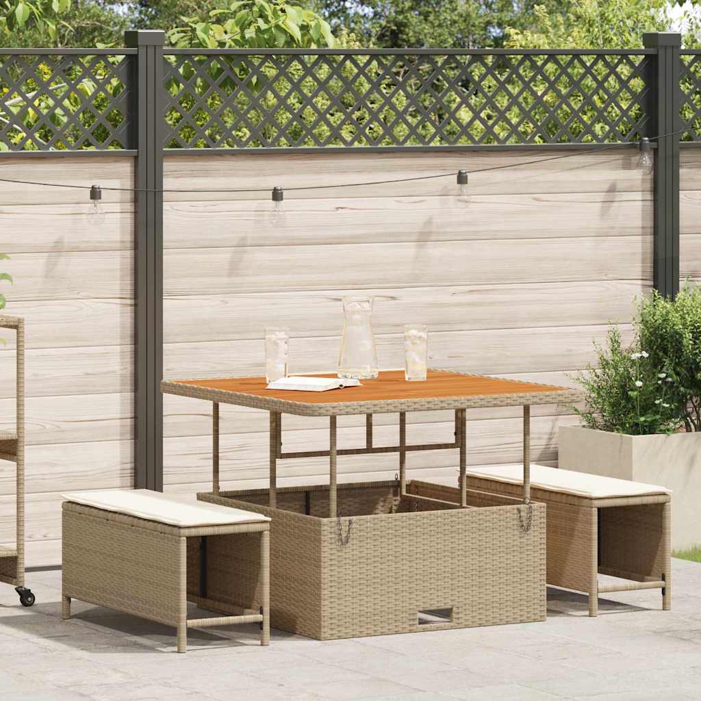 Tuin eettafelset Beige poly rattan is nu te koop bij PeponiXL, paradijselijk wonen!