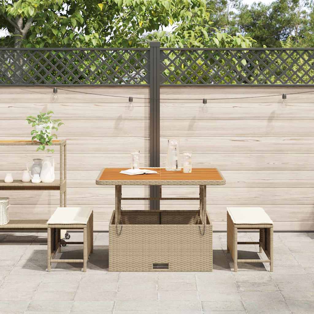 Tuin eettafelset Beige poly rattan is nu te koop bij PeponiXL, paradijselijk wonen!